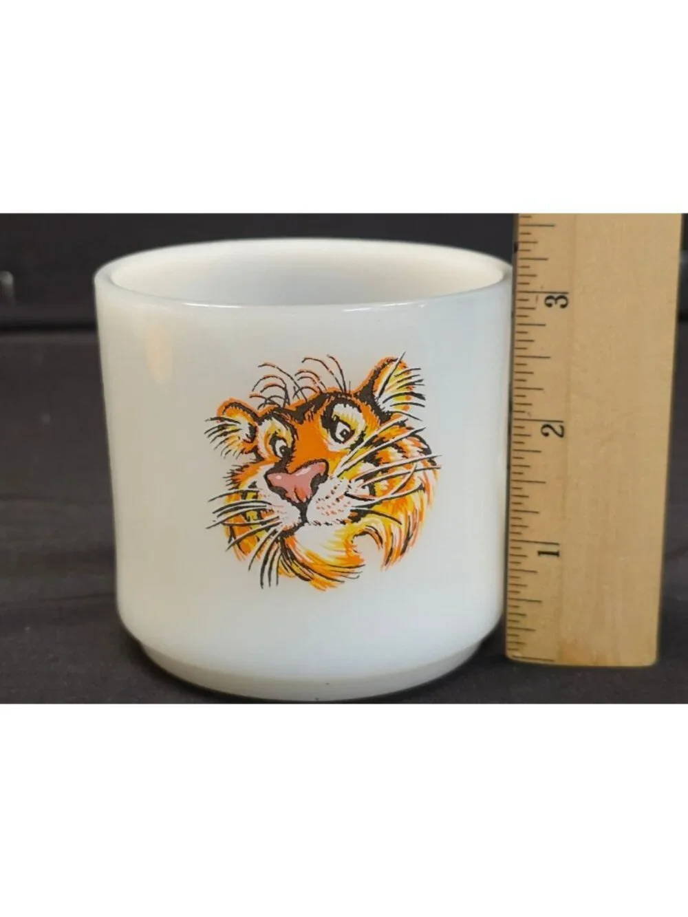 Vintage 1960s Fire-King Milk Glass Mug Advertising Tiger for Esso Exxon Petrol